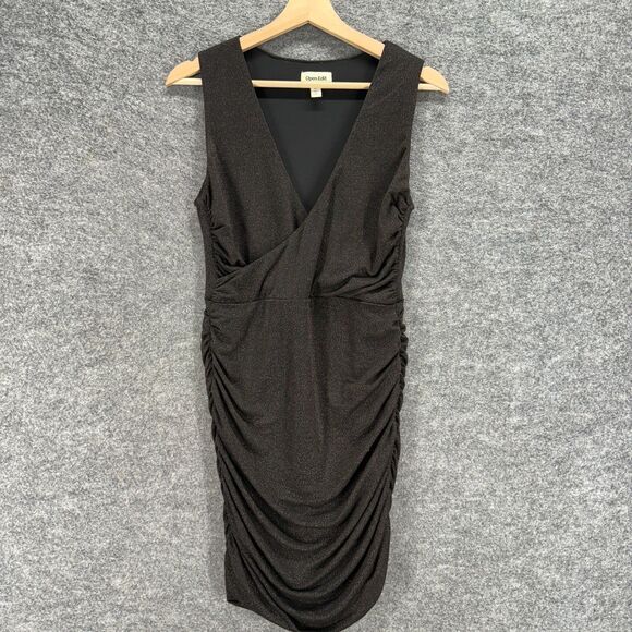 Open Edit Dress Women M Medium Black Sheath Midi V-Neck Sleeveless Lined Casual - Picture 1 of 7